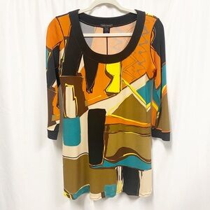 Eva Varro Multicolored Art Deco 3/4 Sleeve Tunic Top
